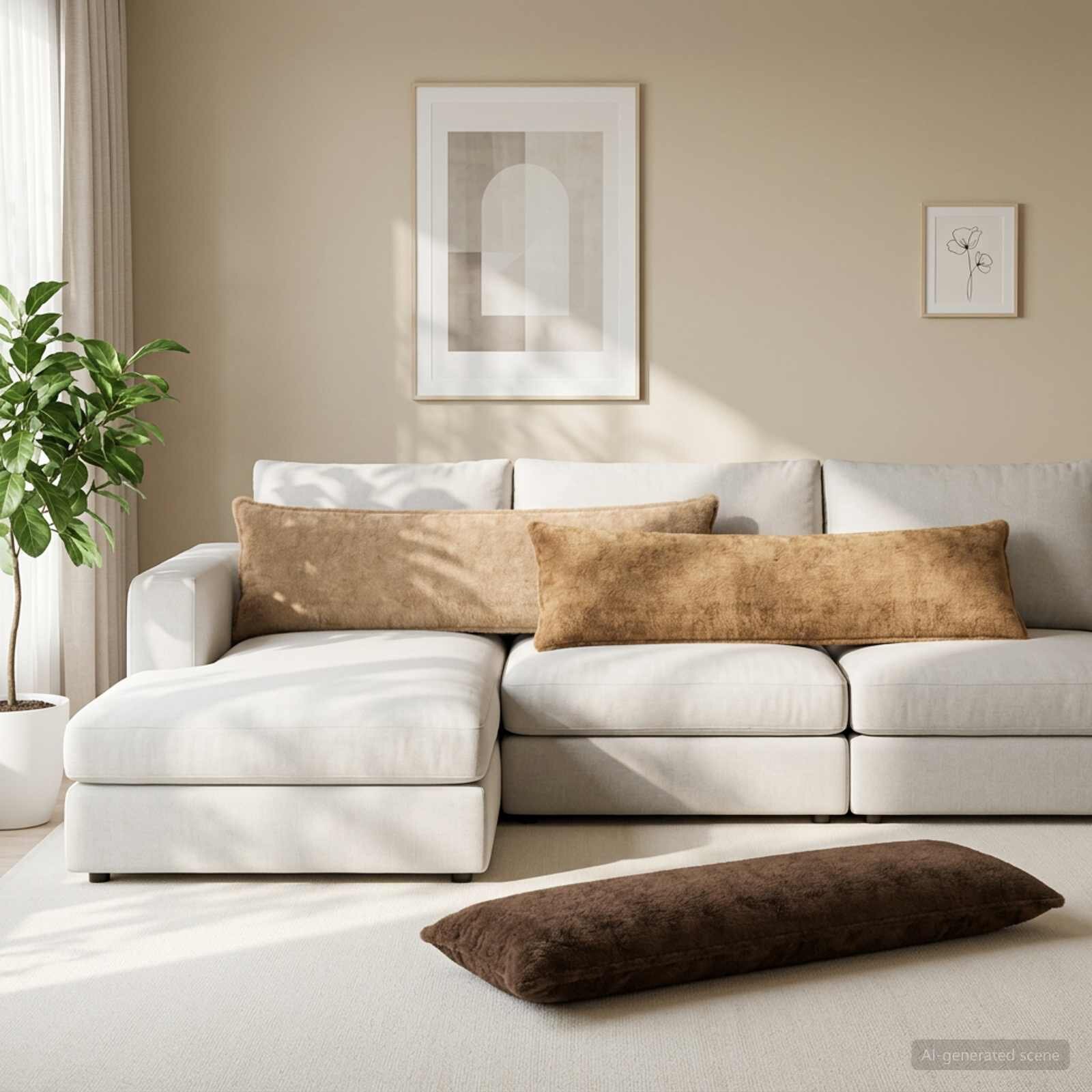 vidaXL Калъфка за възглавница HOUTEN Светло кафяво 40 x 145 см