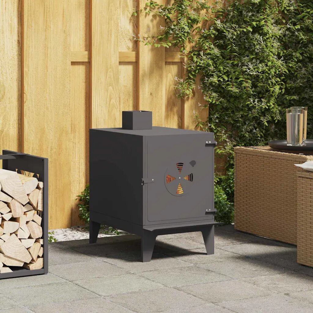 vidaXL Къмпинг котлон Черно 35 x 50 x 60 см Студено валцована стомана