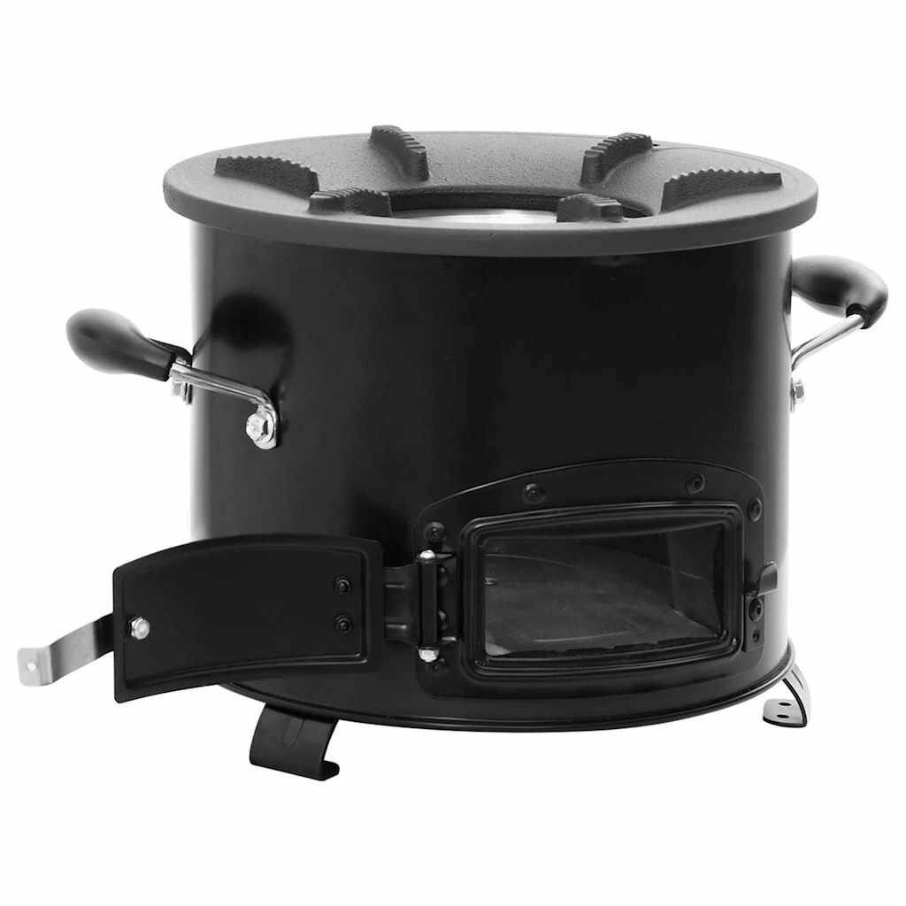 vidaXL Къмпинг печка на дърва черна 36x26x225 см метал