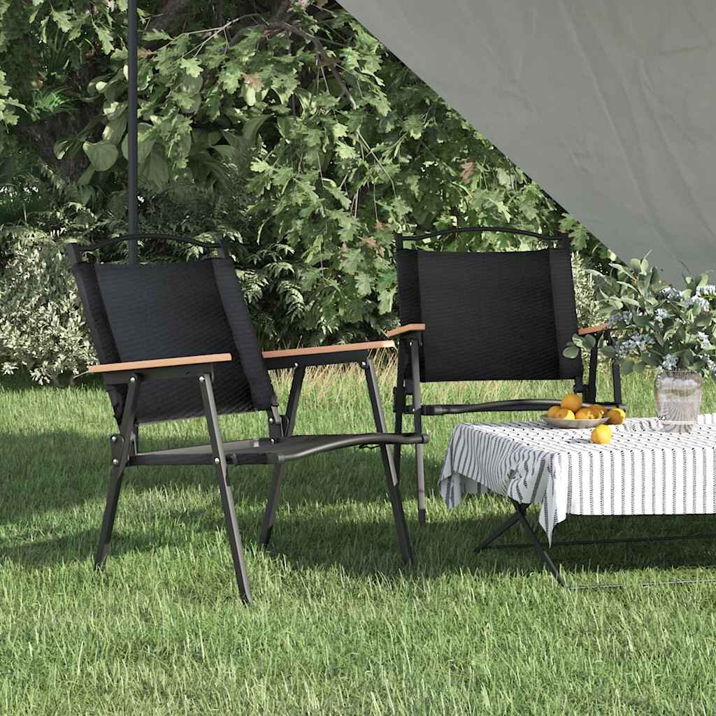 vidaXL Къмпинг столове 2 бр черни 54x55x78 см Оксфорд плат