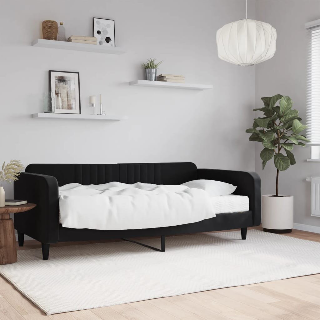 vidaXL Канапе с матрак черно 100x200 см кадифе