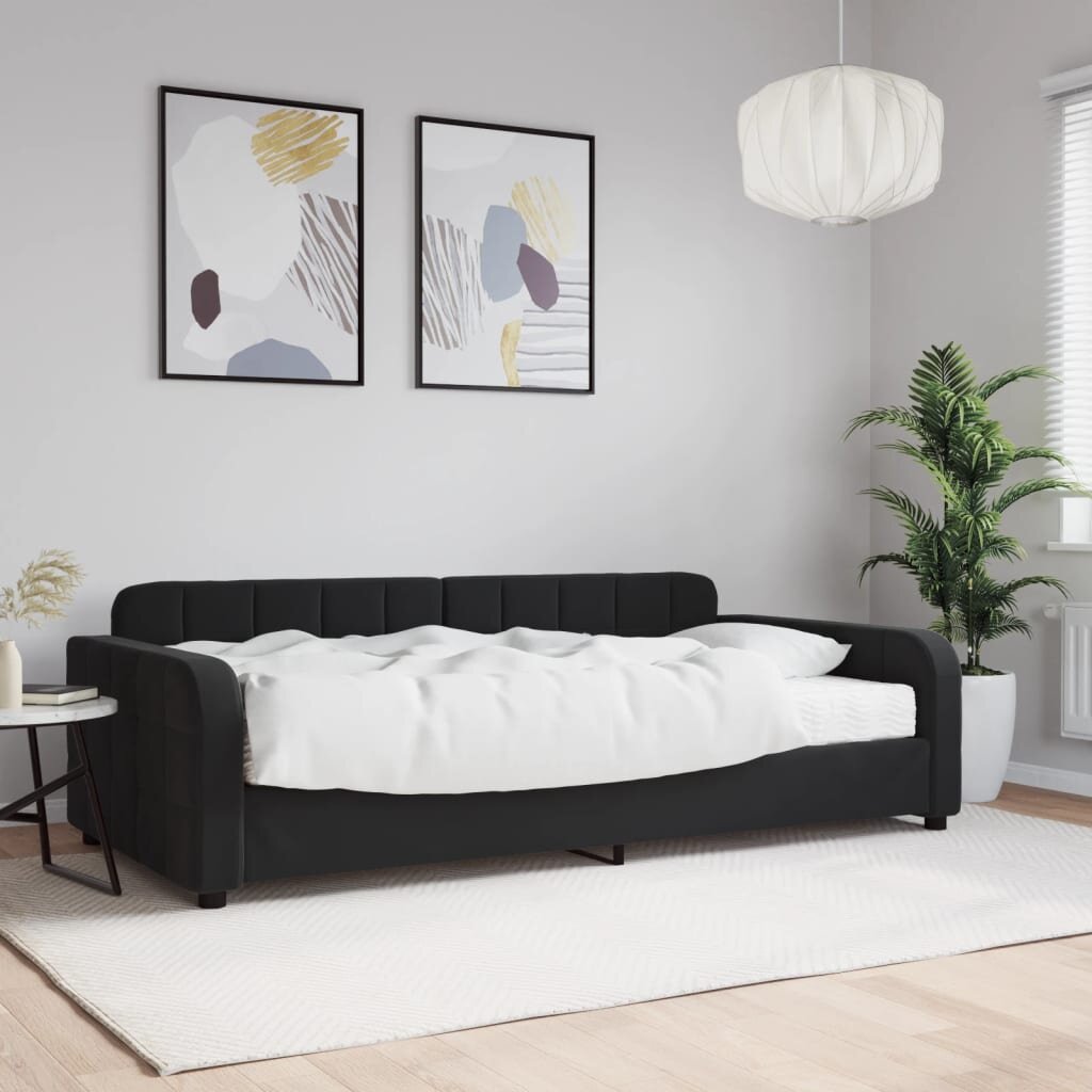 vidaXL Канапе с матрак черно 100x200 см кадифе