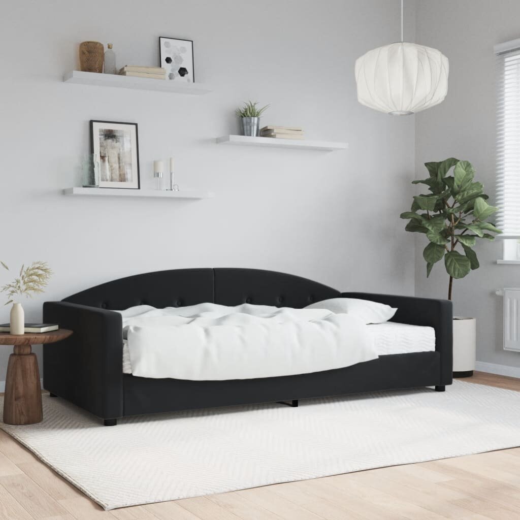 vidaXL Канапе с матрак черно 100x200 см кадифе