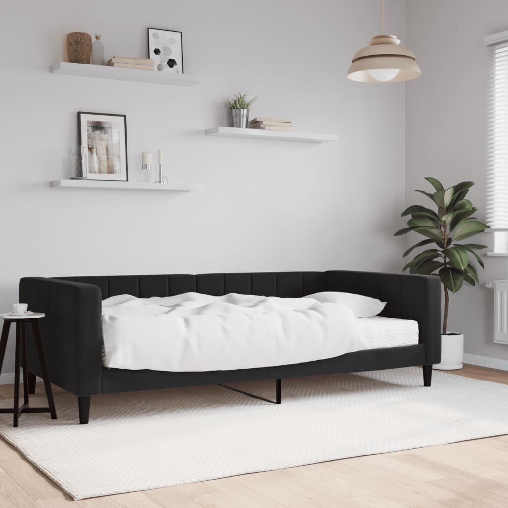 vidaXL Канапе с матрак черно 100x200 см кадифе