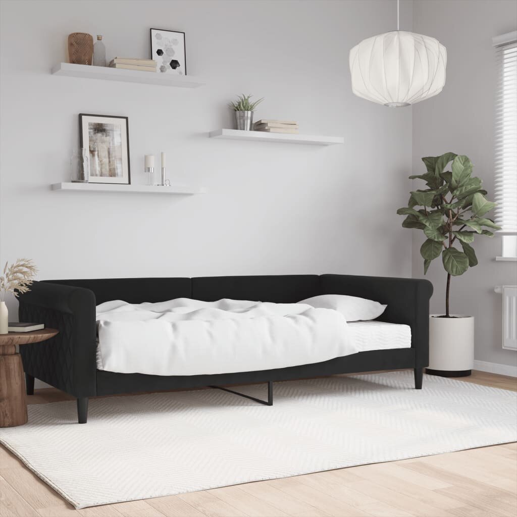 vidaXL Канапе с матрак черно 100x200 см кадифе