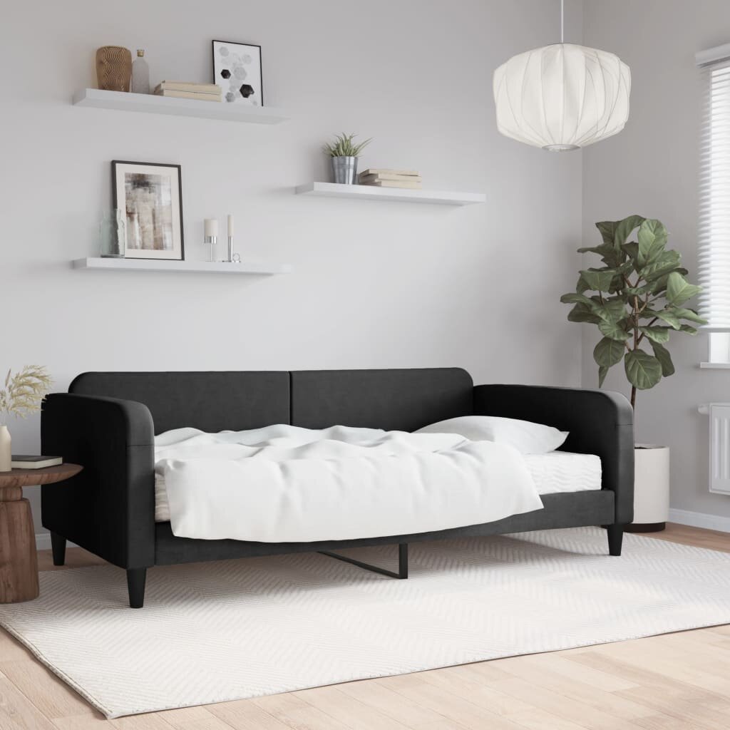 vidaXL Канапе с матрак черно 100x200 см плат