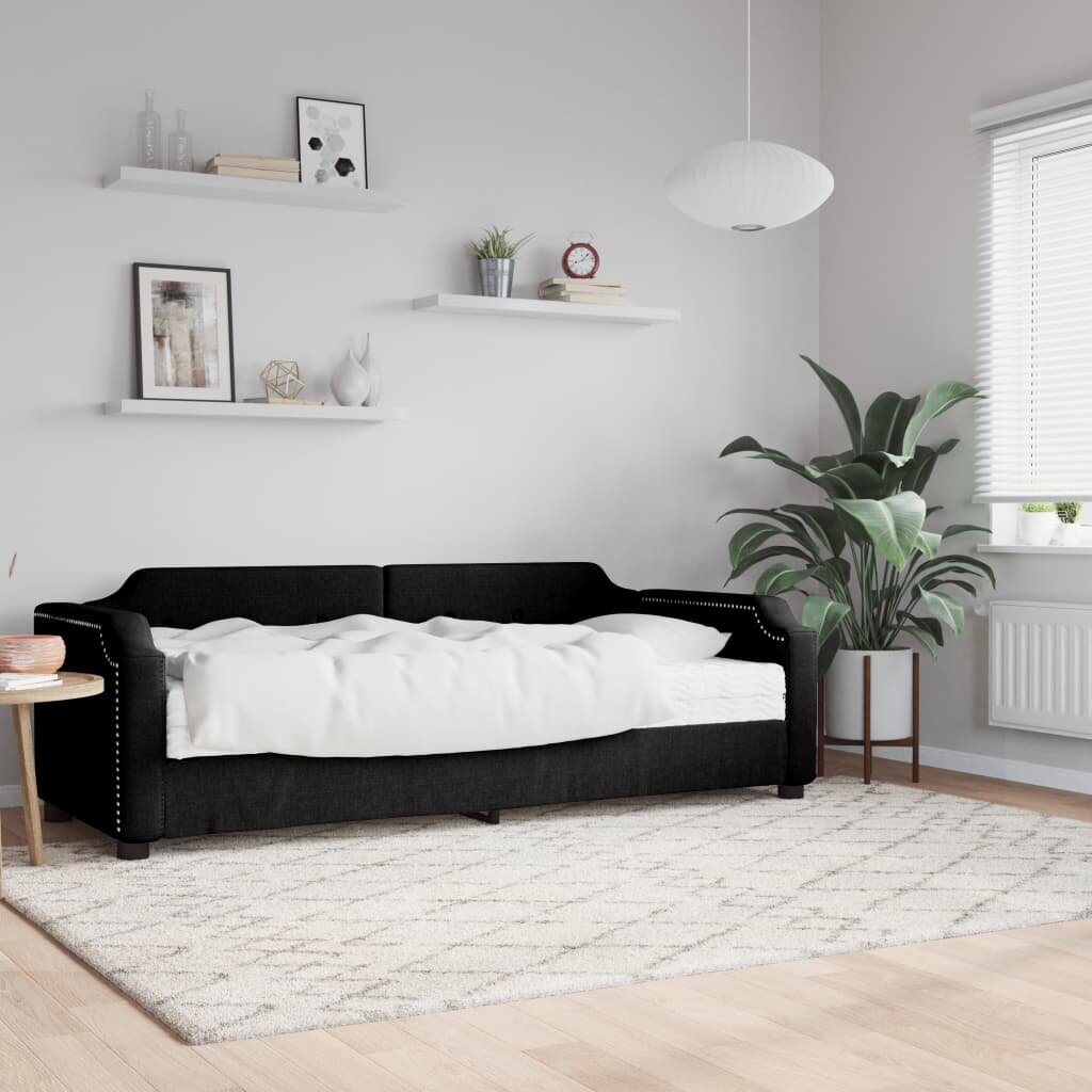 vidaXL Канапе с матрак черно 100x200 см плат