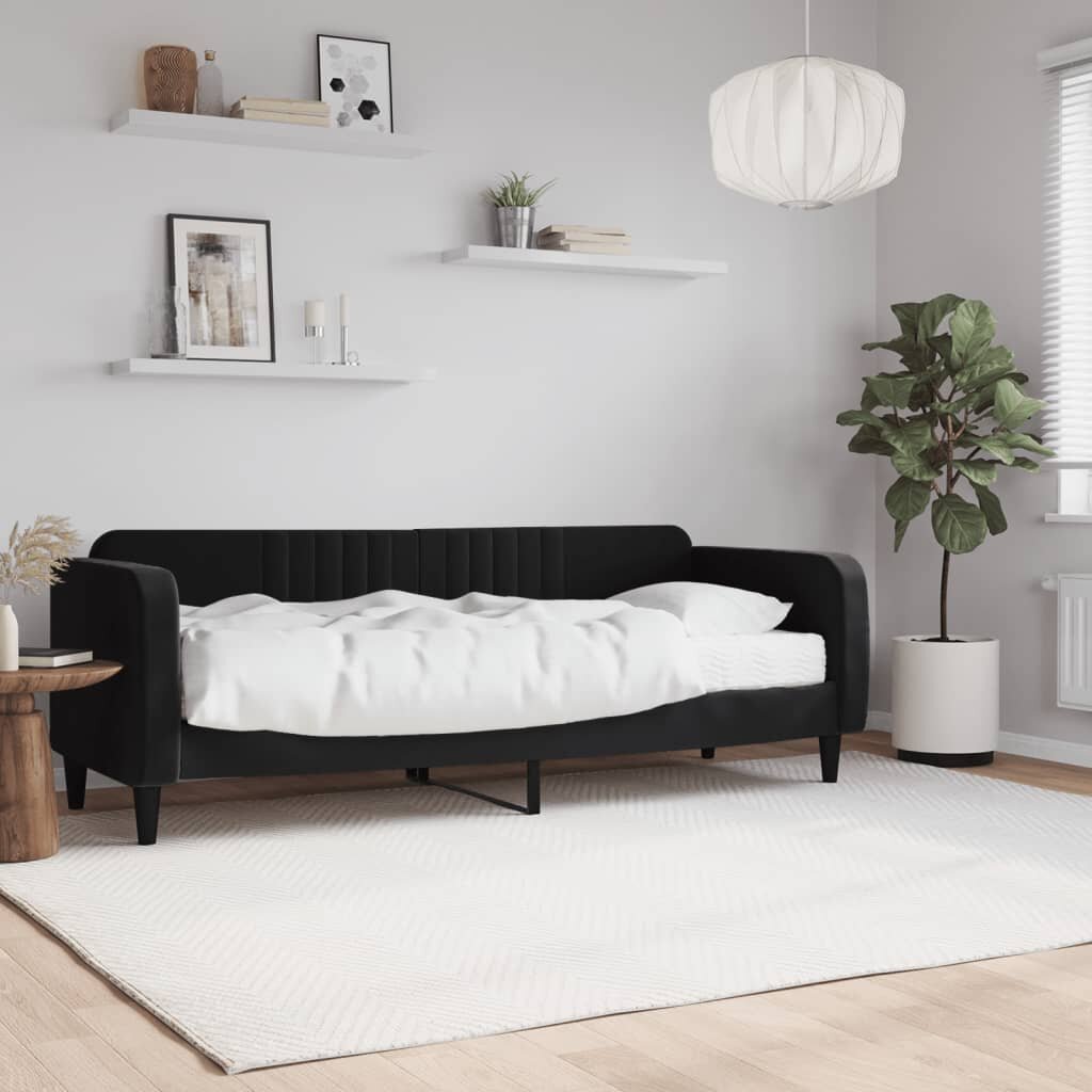 vidaXL Канапе с матрак черно 80x200 см кадифе