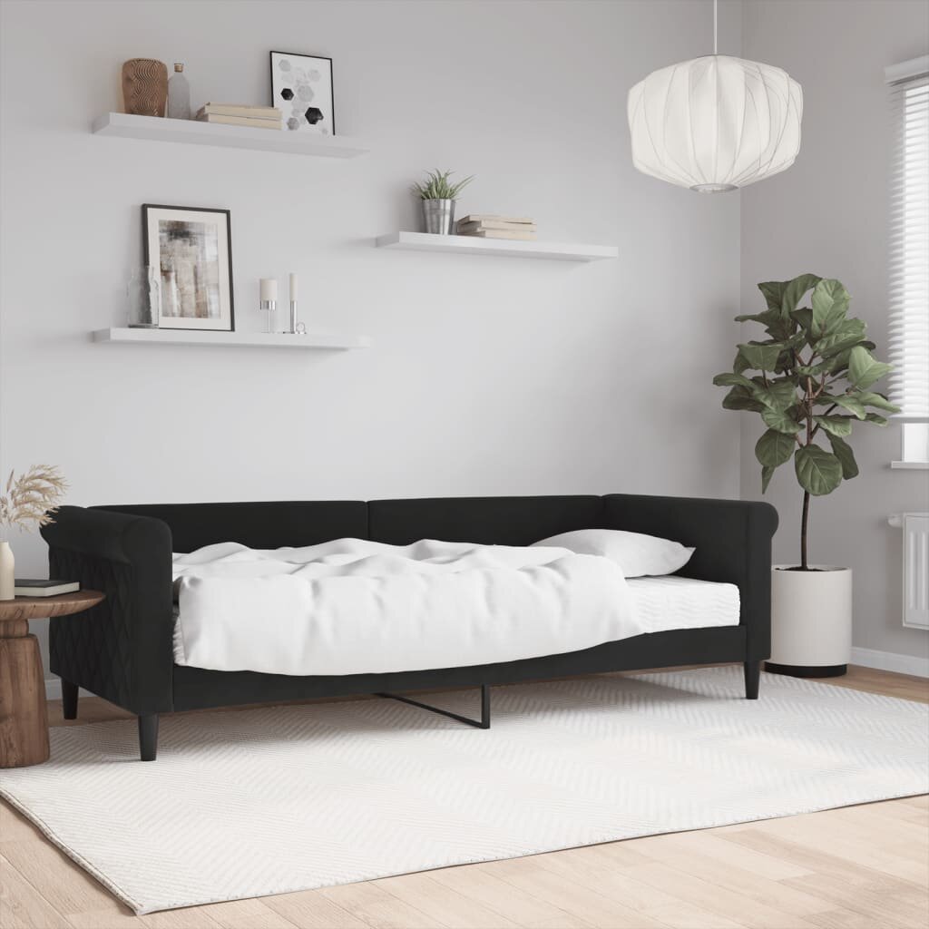 vidaXL Канапе с матрак черно 80x200 см кадифе