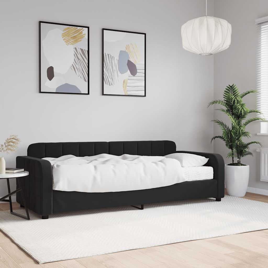 vidaXL Канапе с матрак черно 80x200 см кадифе