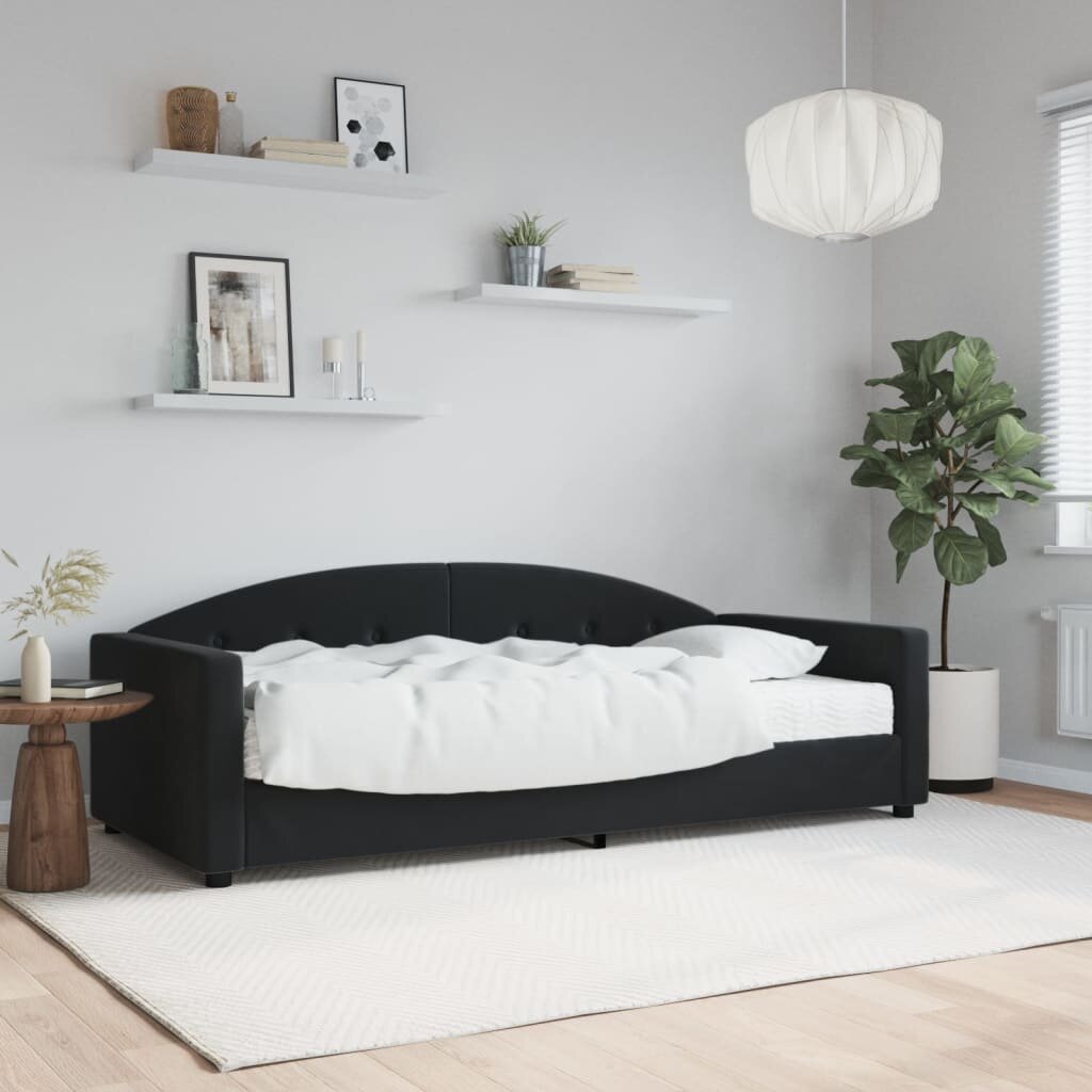 vidaXL Канапе с матрак черно 90x190 см кадифе