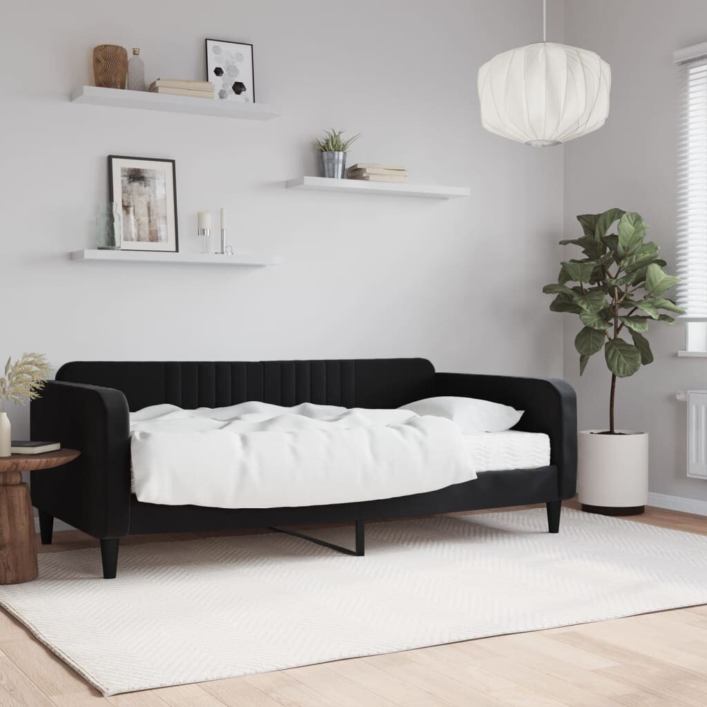 vidaXL Канапе с матрак черно 90x190 см кадифе