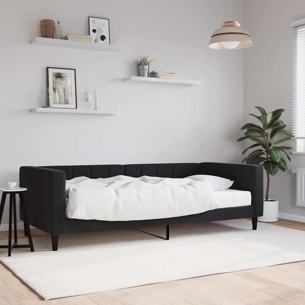 vidaXL Канапе с матрак черно 90x190 см кадифе