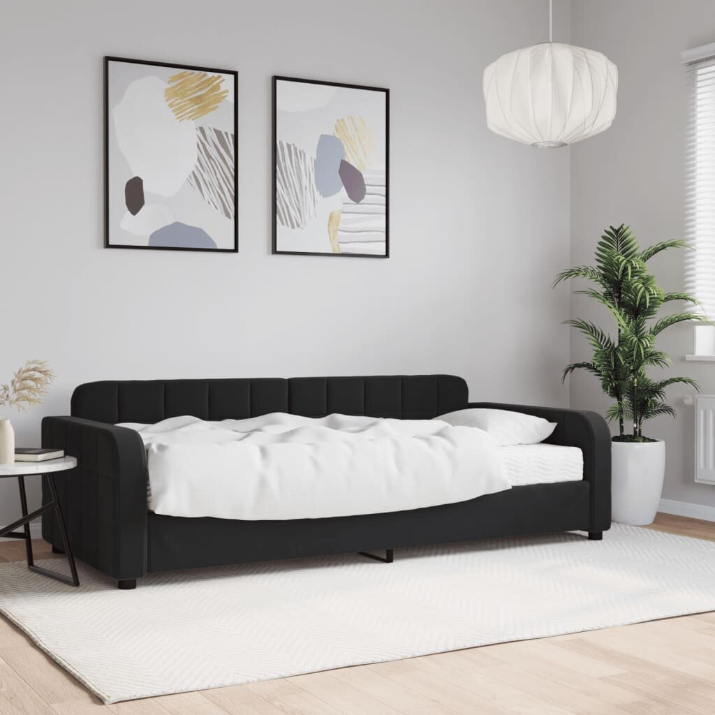vidaXL Канапе с матрак черно 90x190 см кадифе