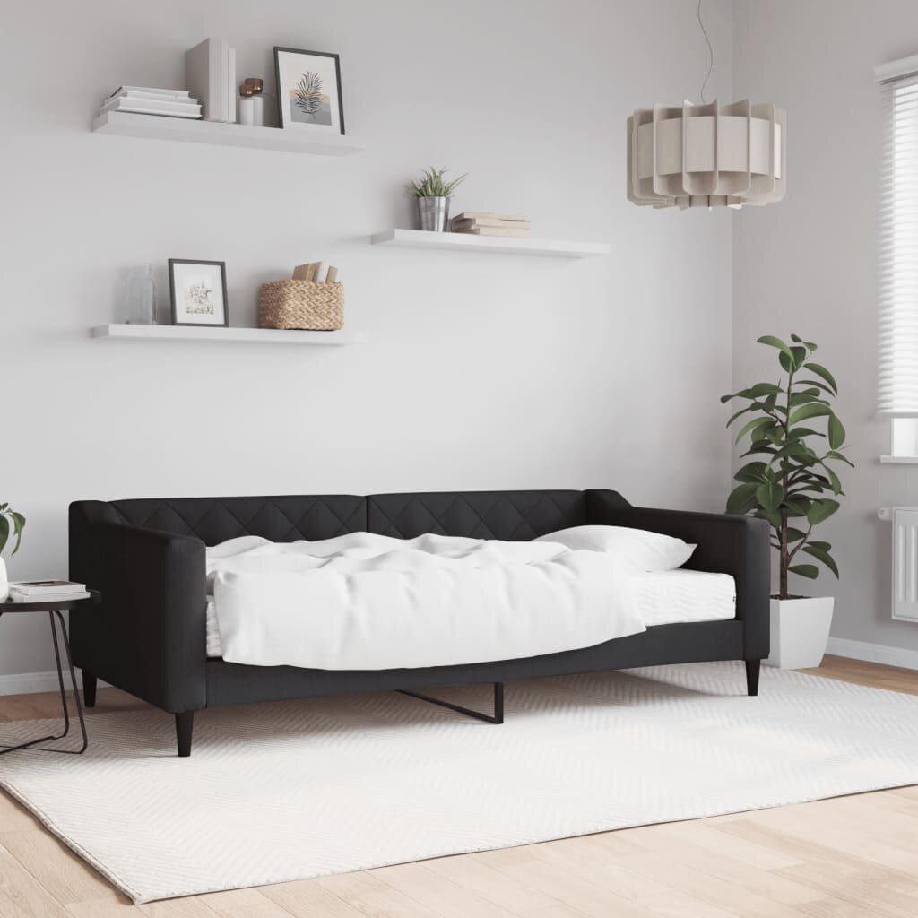 vidaXL Канапе с матрак черно 90x190 см плат