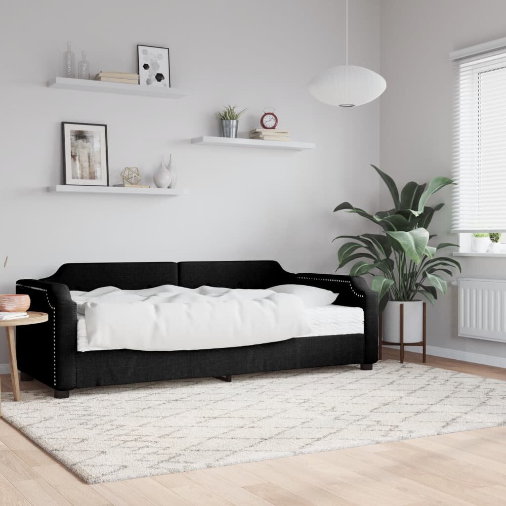 vidaXL Канапе с матрак черно 90x190 см плат