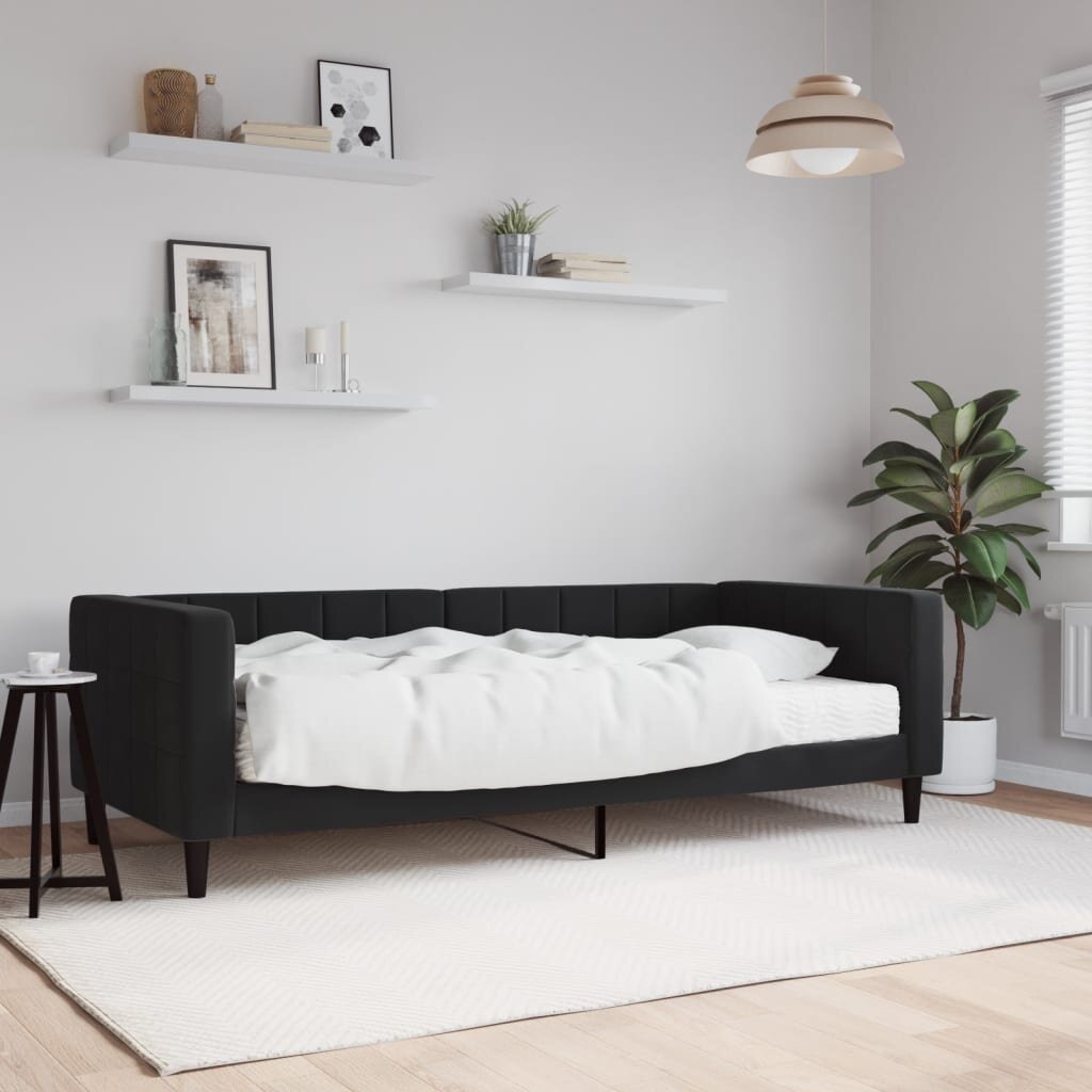 vidaXL Канапе с матрак черно 90x200 см кадифе