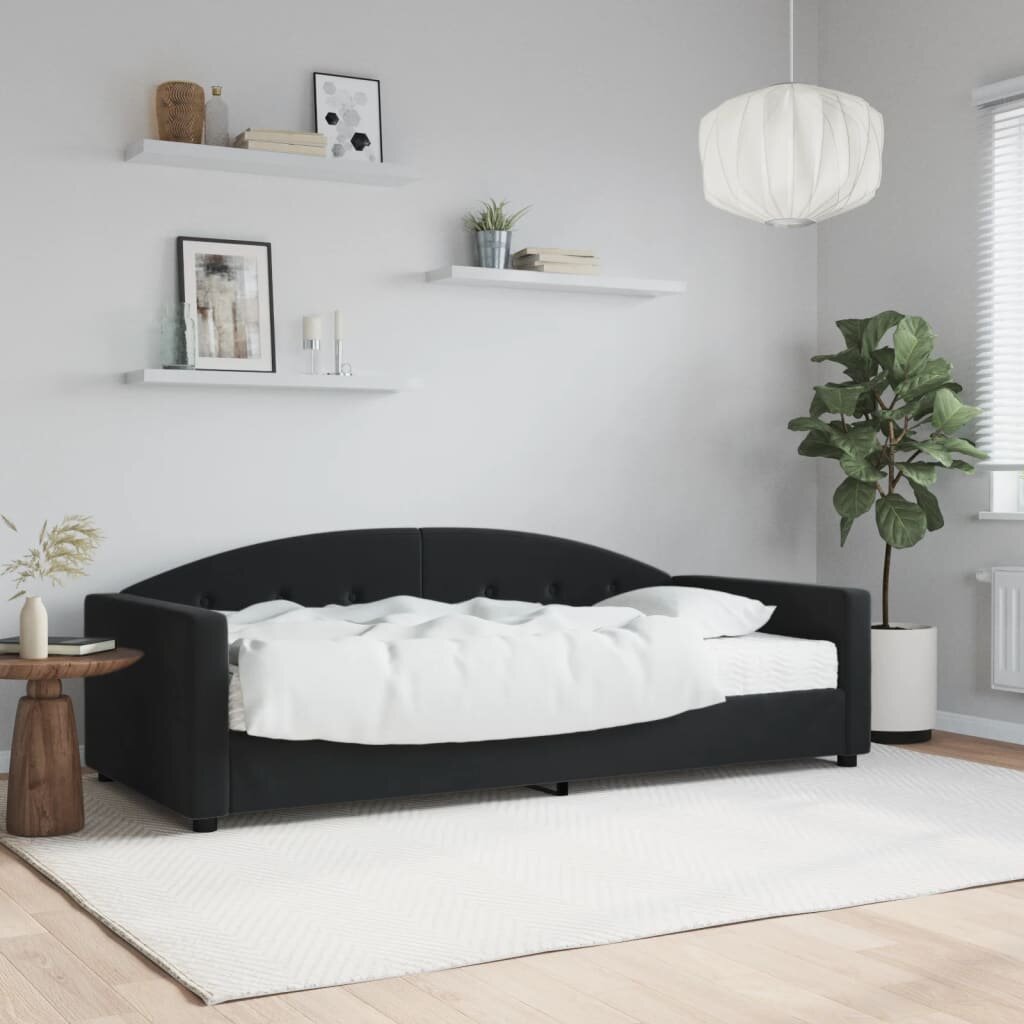 vidaXL Канапе с матрак черно 90x200 см кадифе