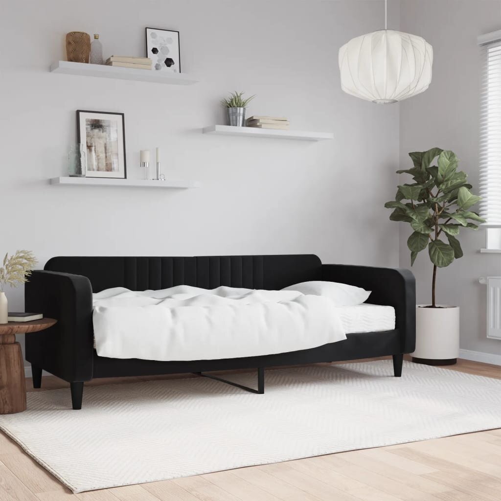 vidaXL Канапе с матрак черно 90x200 см кадифе