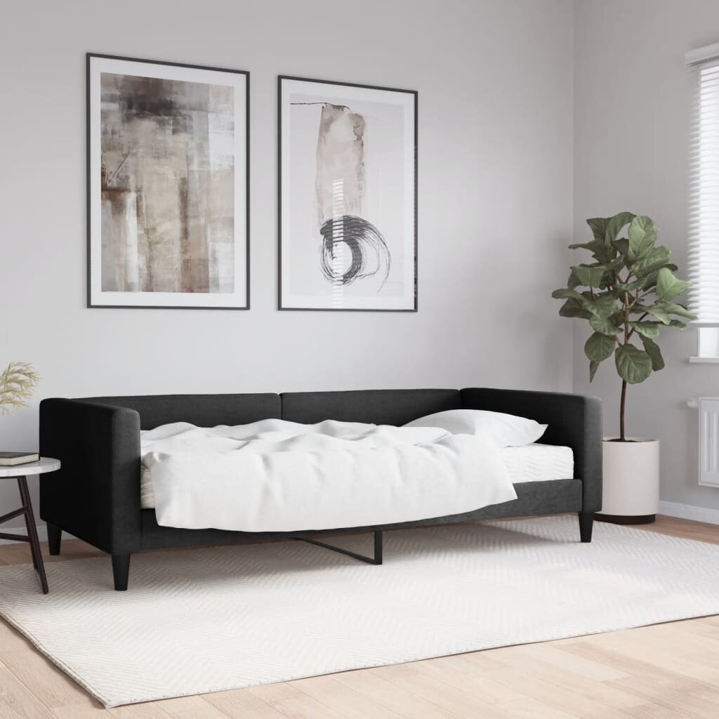 vidaXL Канапе с матрак черно 90x200 см плат