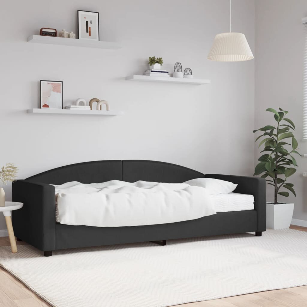 vidaXL Канапе с матрак черно 90x200 см плат