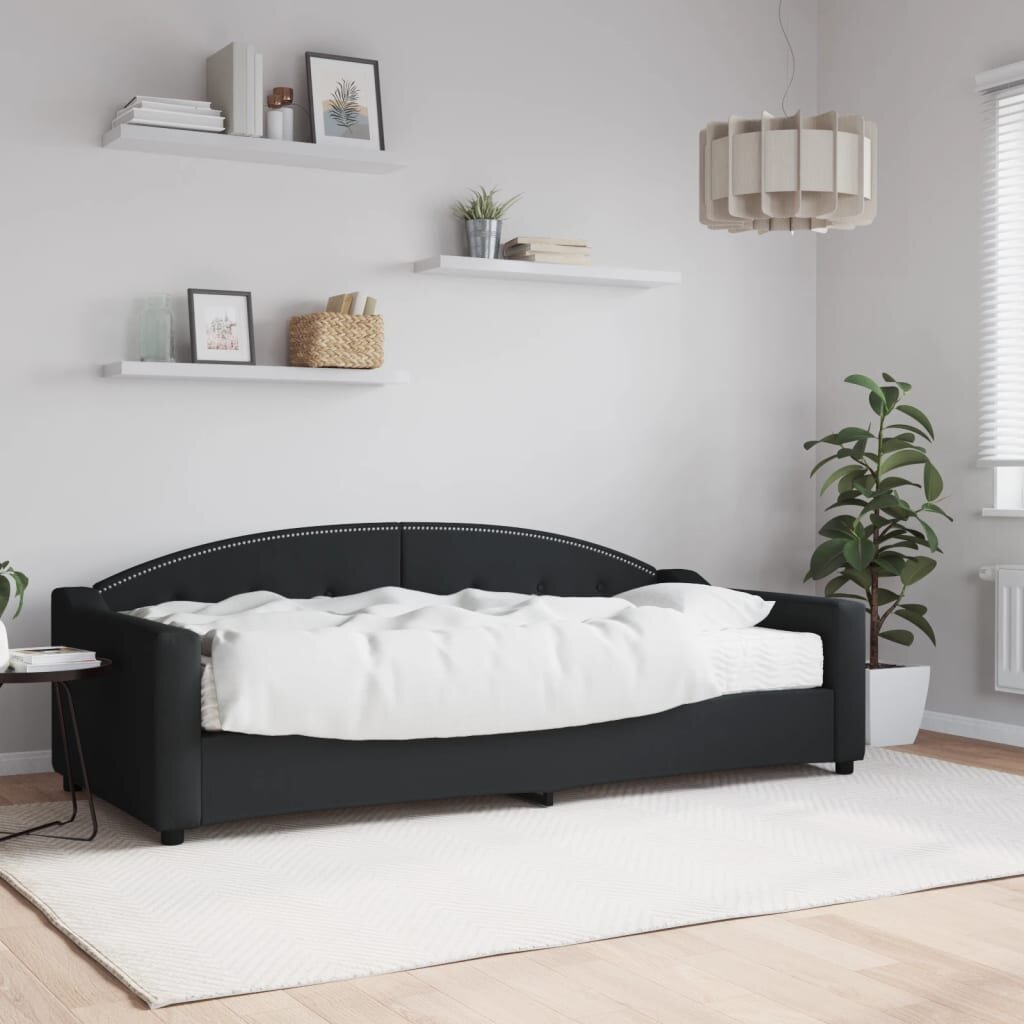 vidaXL Канапе с матрак черно 90x200 см плат