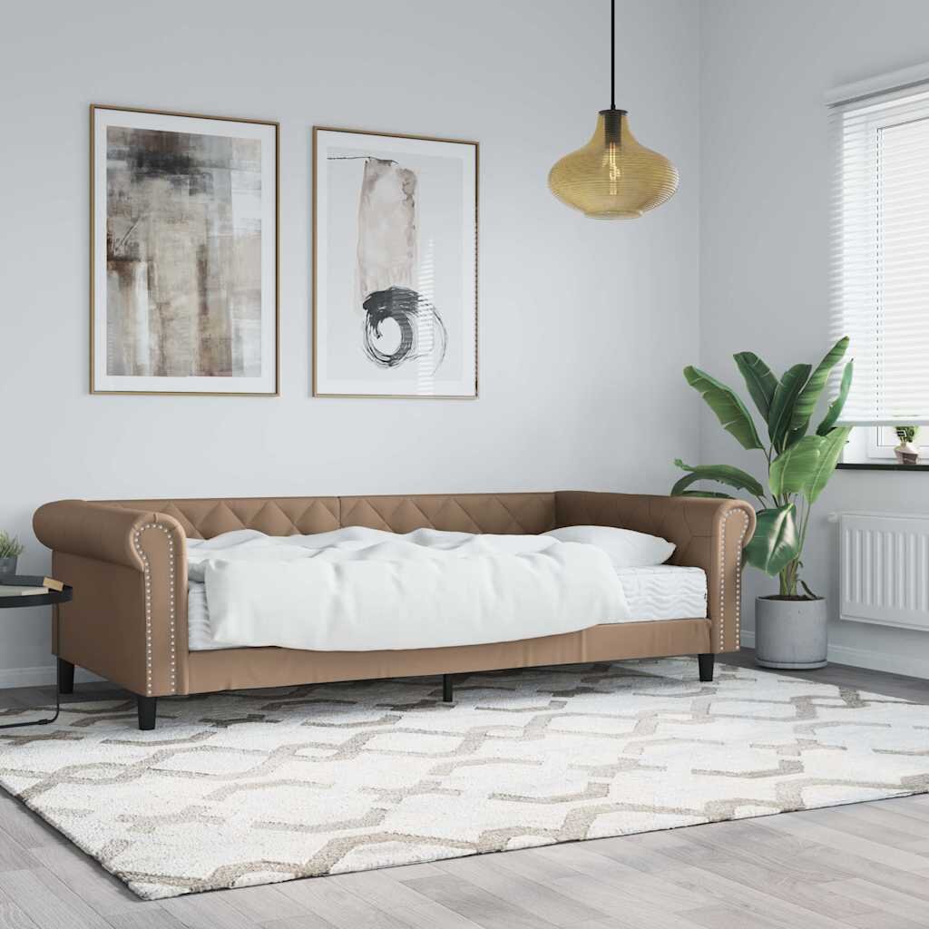 vidaXL Канапе с матрак капучино 90x200 см изкуствена кожа