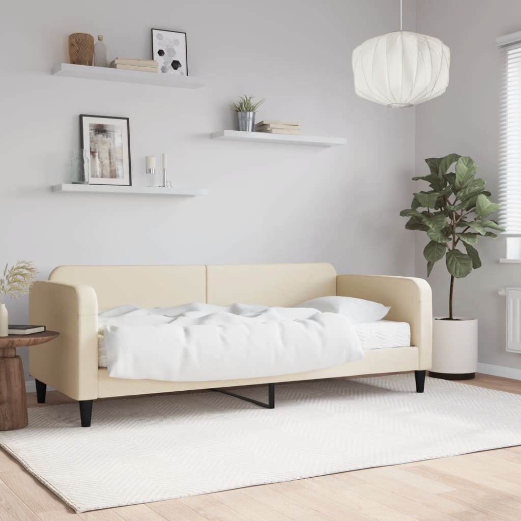 vidaXL Канапе с матрак кремаво 100x200 см плат
