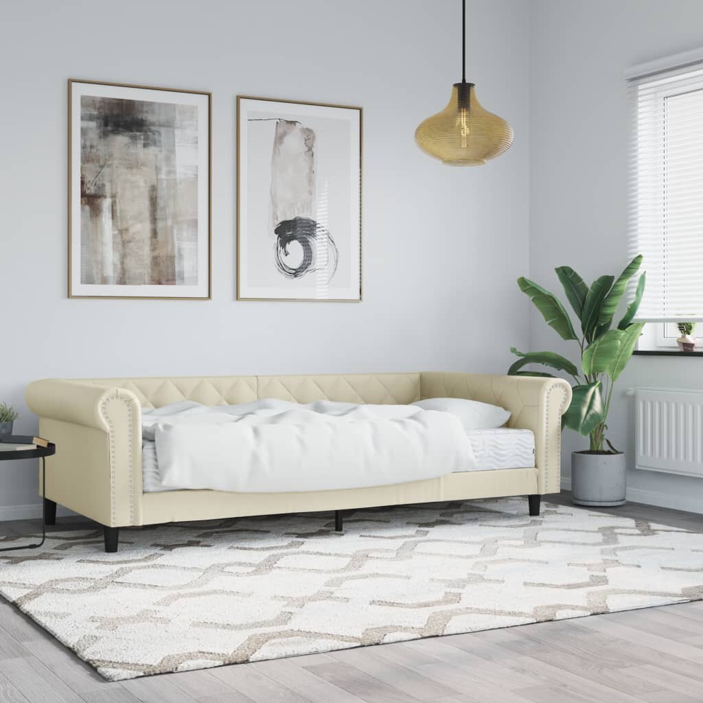 vidaXL Канапе с матрак кремаво 90x200 см изкуствена кожа