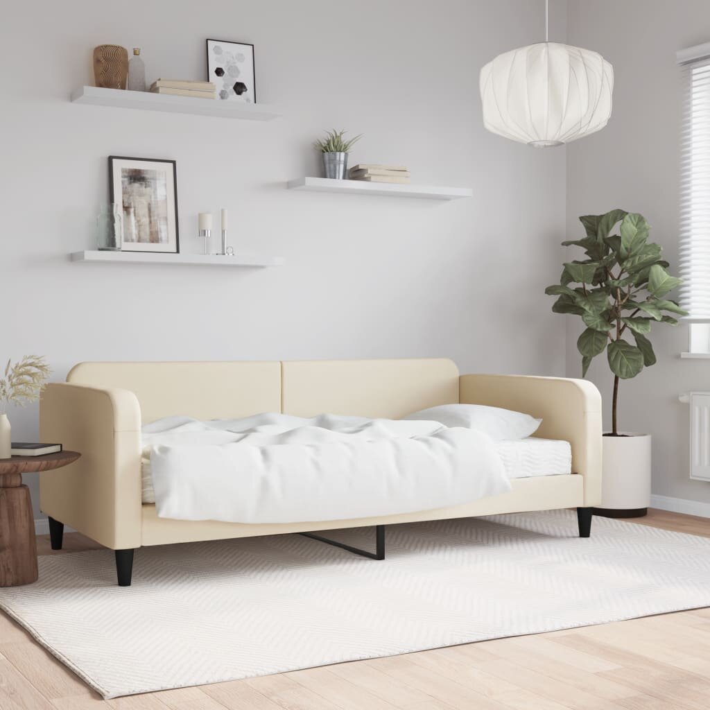 vidaXL Канапе с матрак кремаво 90x200 см плат