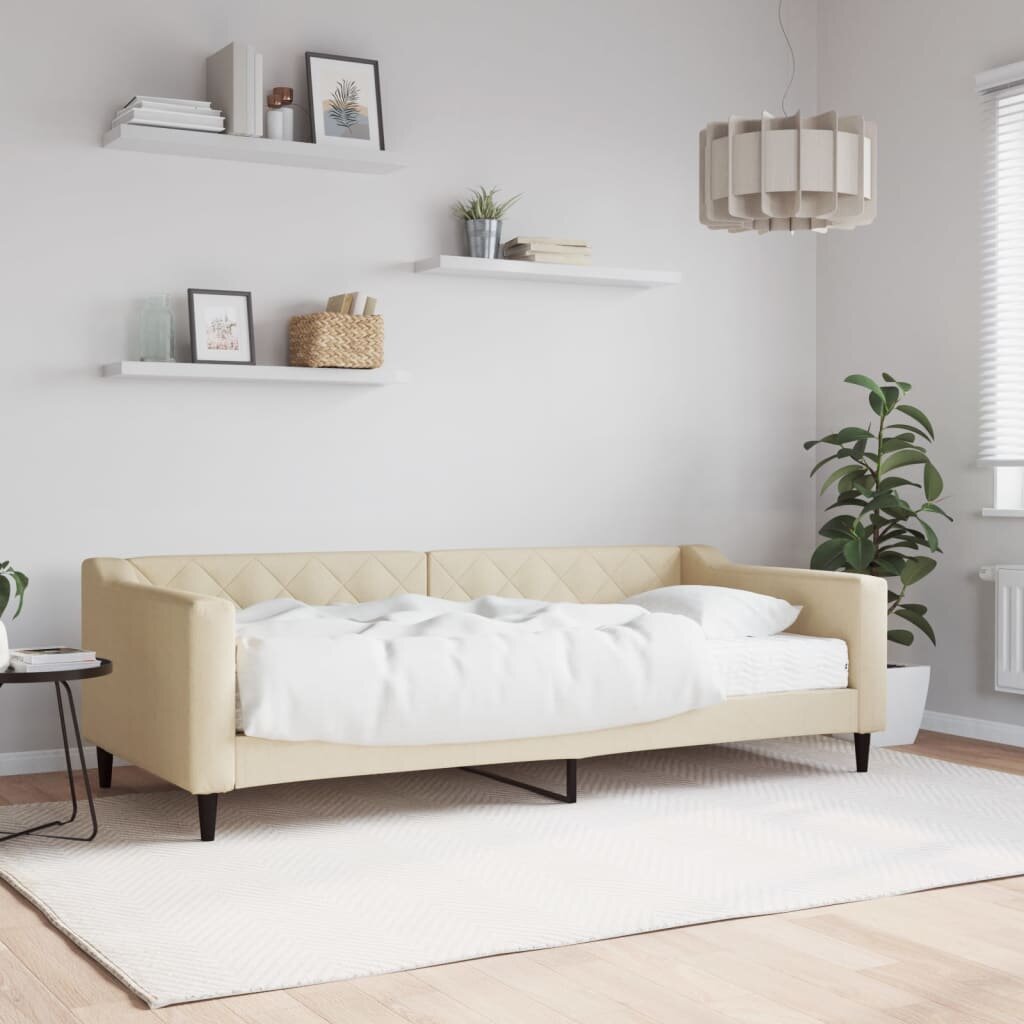 vidaXL Канапе с матрак кремаво 90x200 см плат