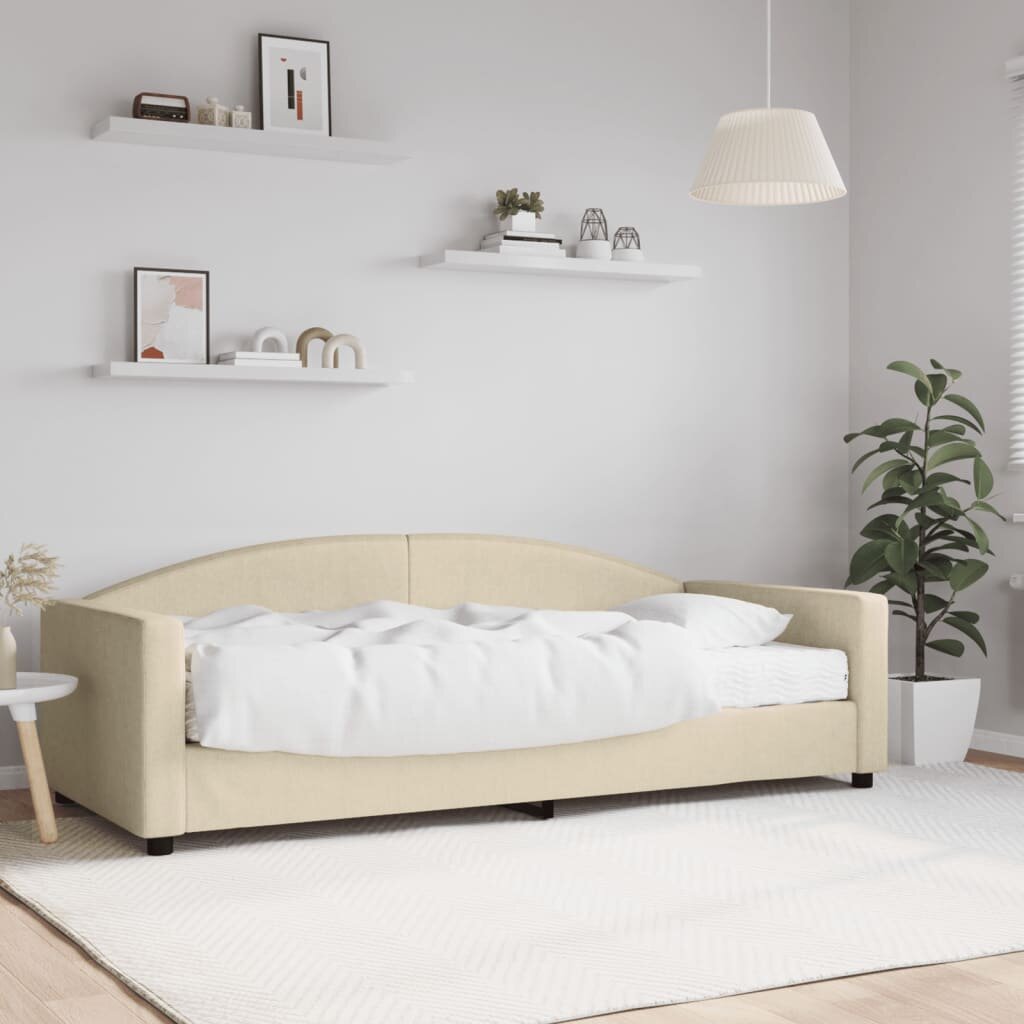 vidaXL Канапе с матрак кремаво 90x200 см плат