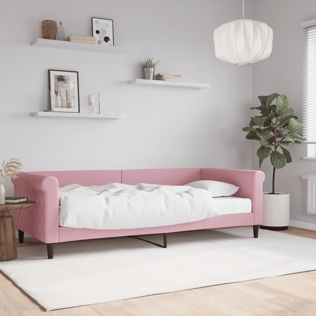 vidaXL Канапе с матрак розово 90x200 см кадифе