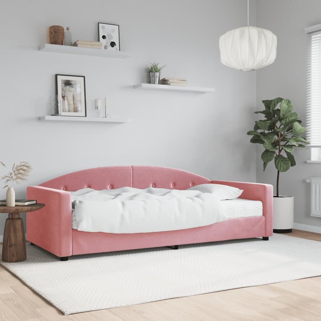 vidaXL Канапе с матрак розово 90x200 см кадифе