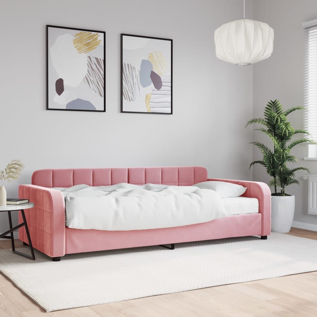 vidaXL Канапе с матрак розово 90x200 см кадифе