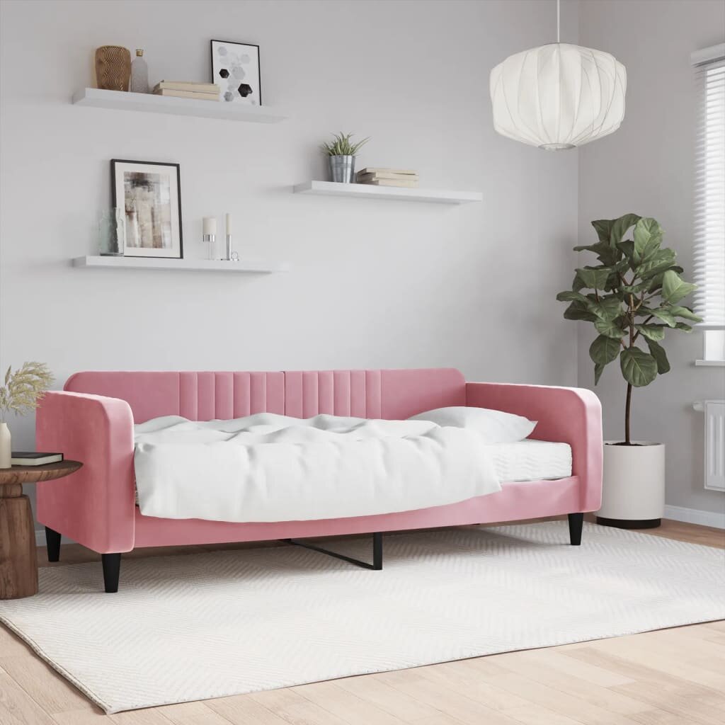 vidaXL Канапе с матрак розово 90x200 см кадифе