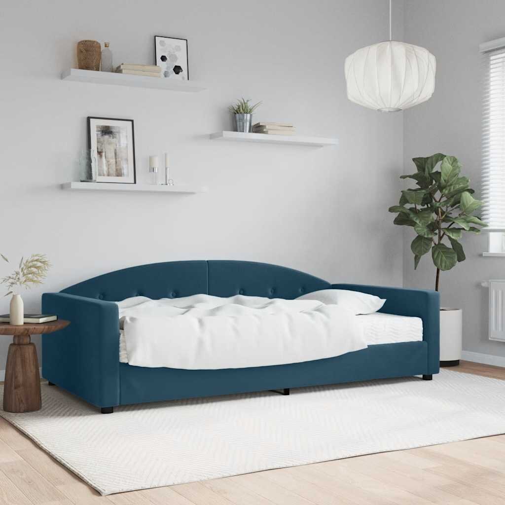vidaXL Канапе с матрак синьо 100x200 см кадифе