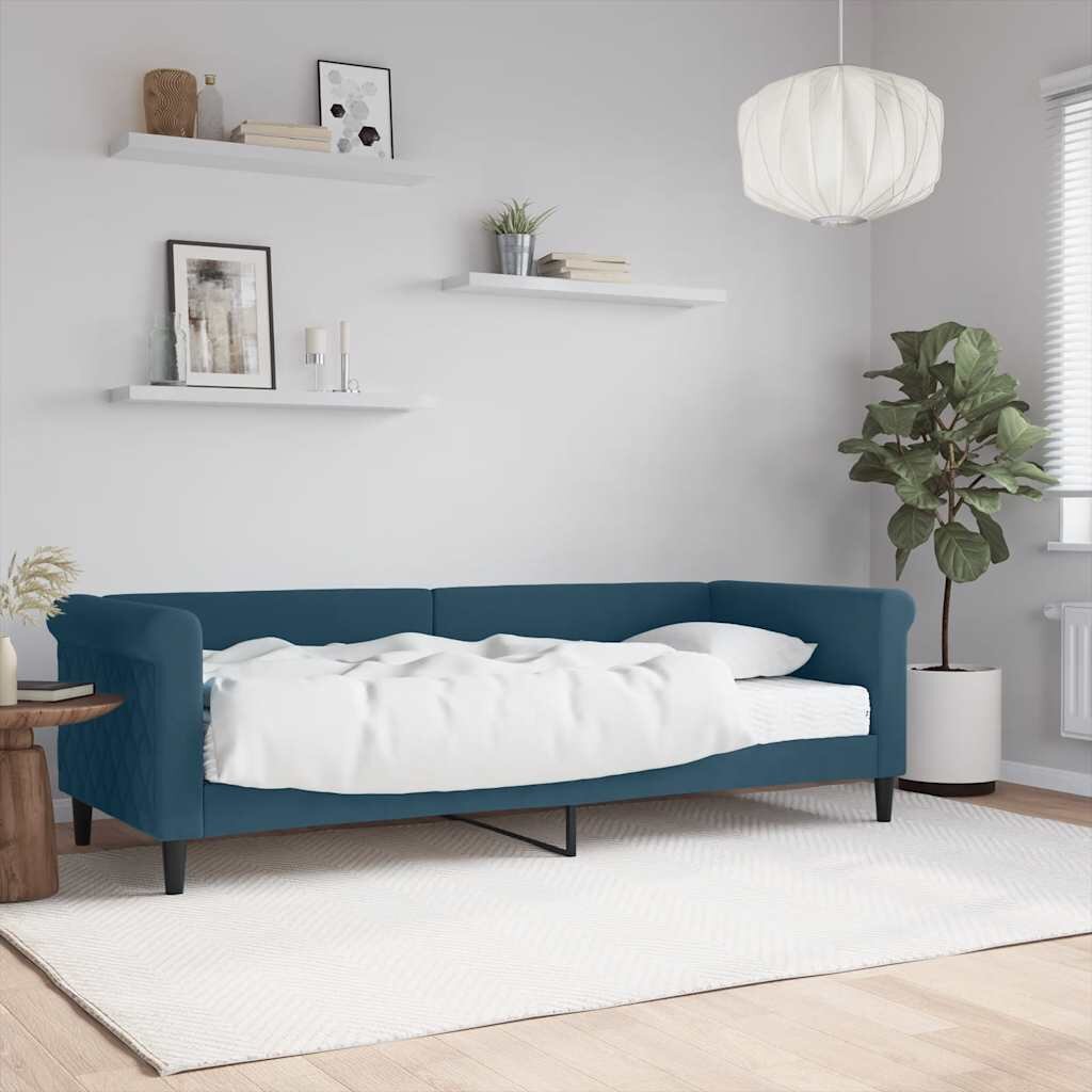 vidaXL Канапе с матрак синьо 80x200 см кадифе