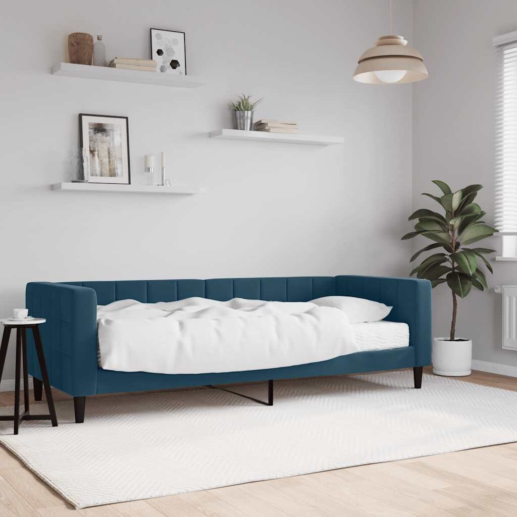 vidaXL Канапе с матрак синьо 80x200 см кадифе
