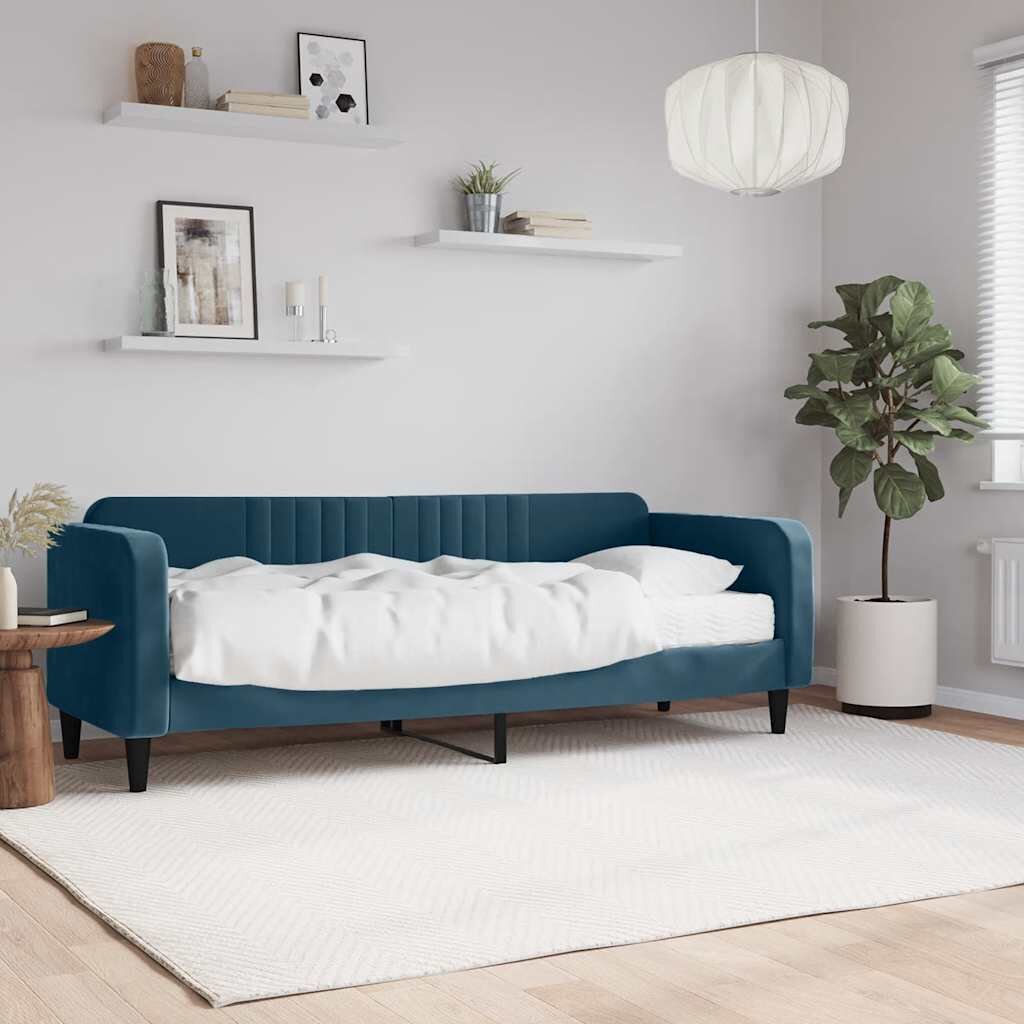 vidaXL Канапе с матрак синьо 80x200 см кадифе