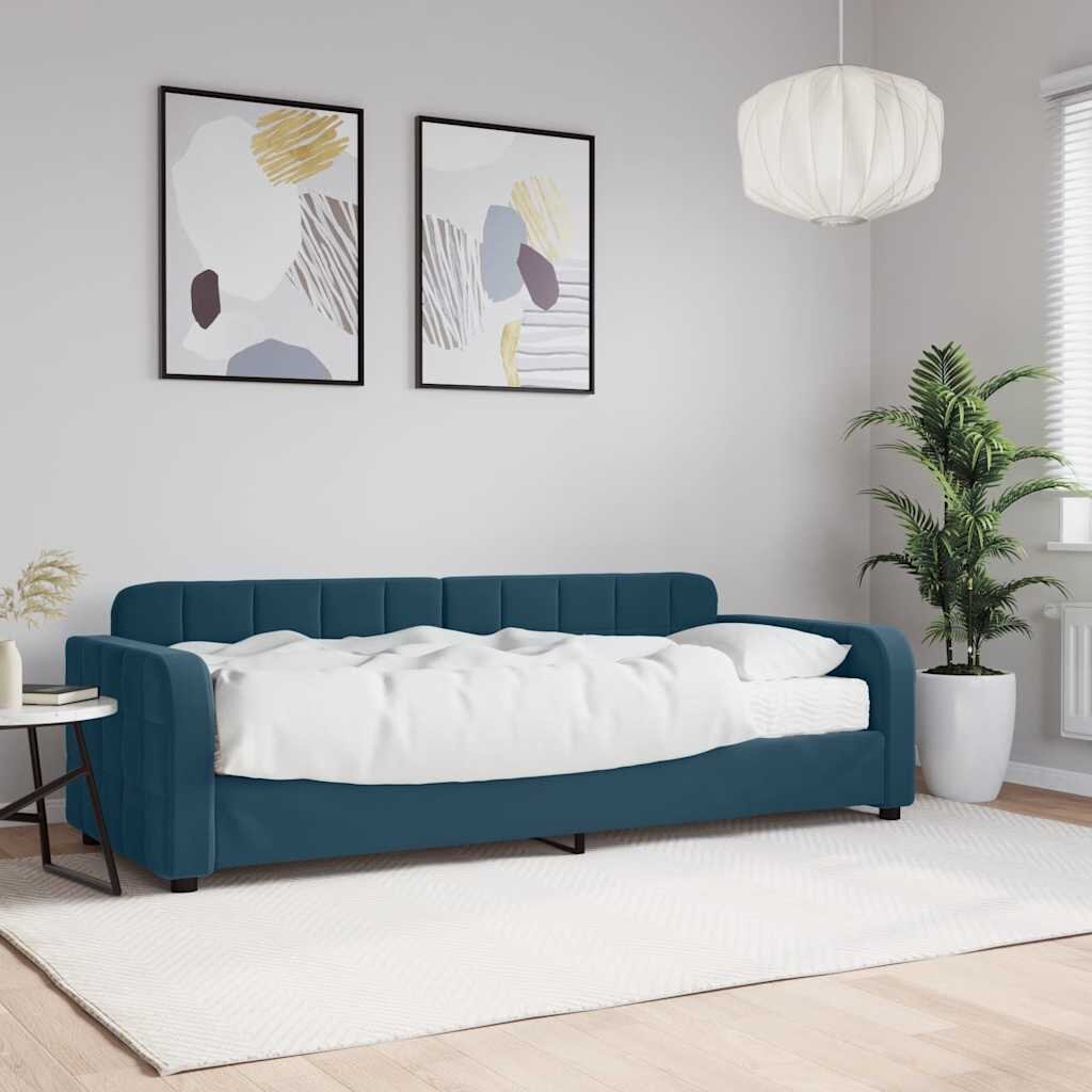 vidaXL Канапе с матрак синьо 80x200 см кадифе
