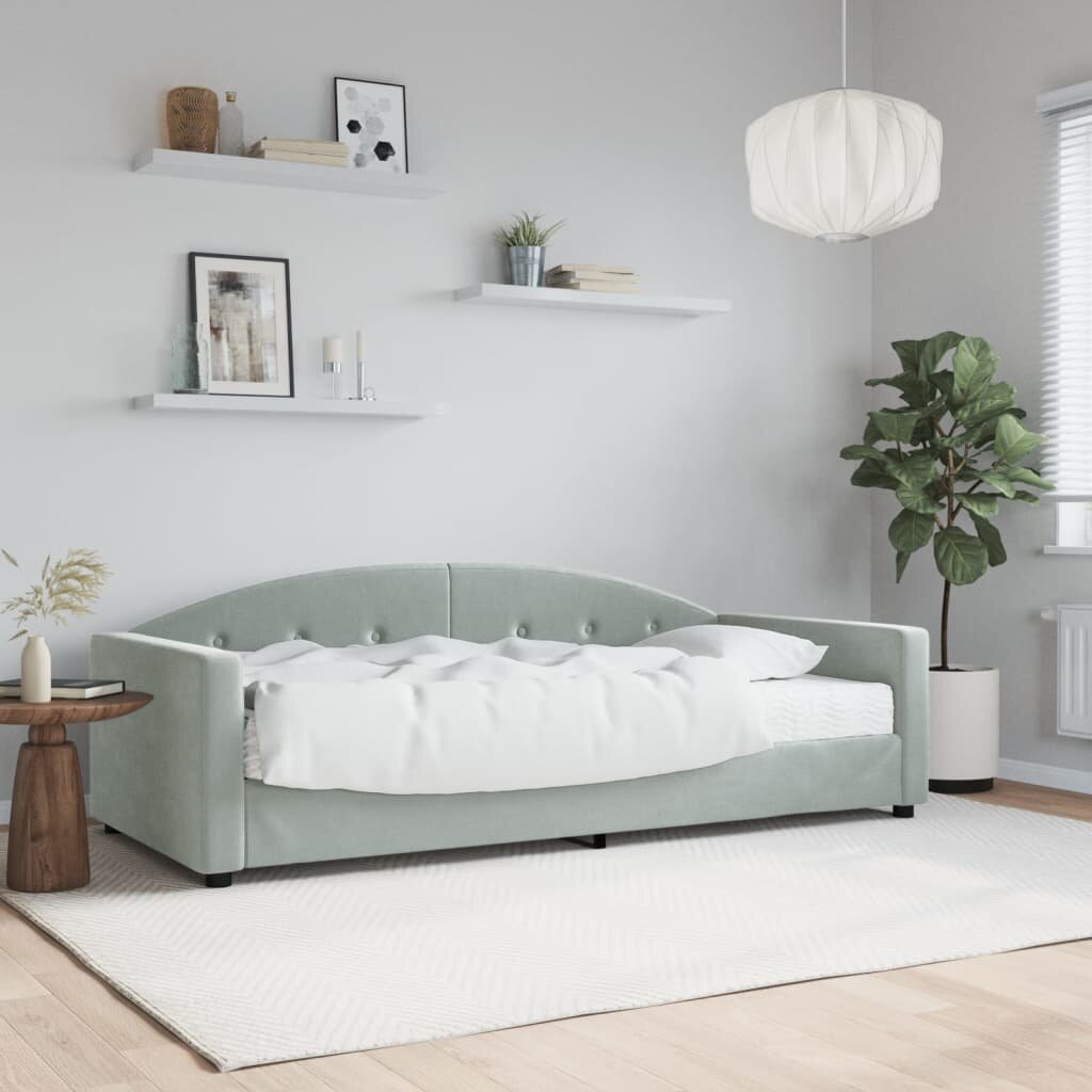 vidaXL Канапе с матрак светлосиво 90x200 см кадифе