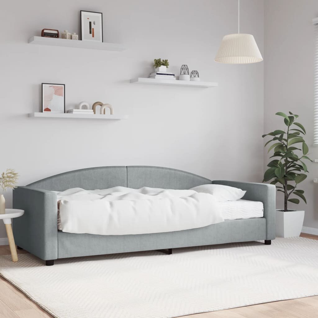 vidaXL Канапе с матрак светлосиво 90x200 см плат