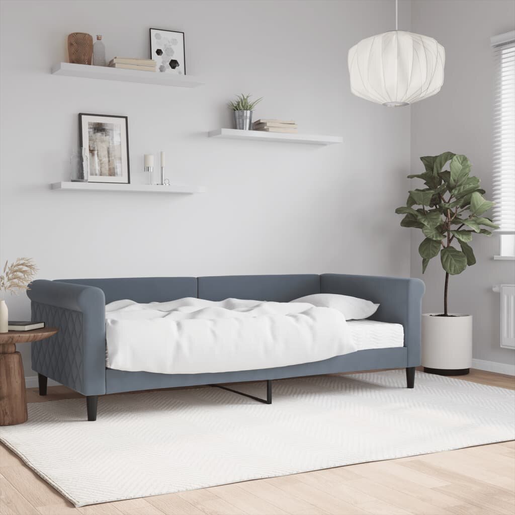 vidaXL Канапе с матрак тъмносив 90x190 см кадифе