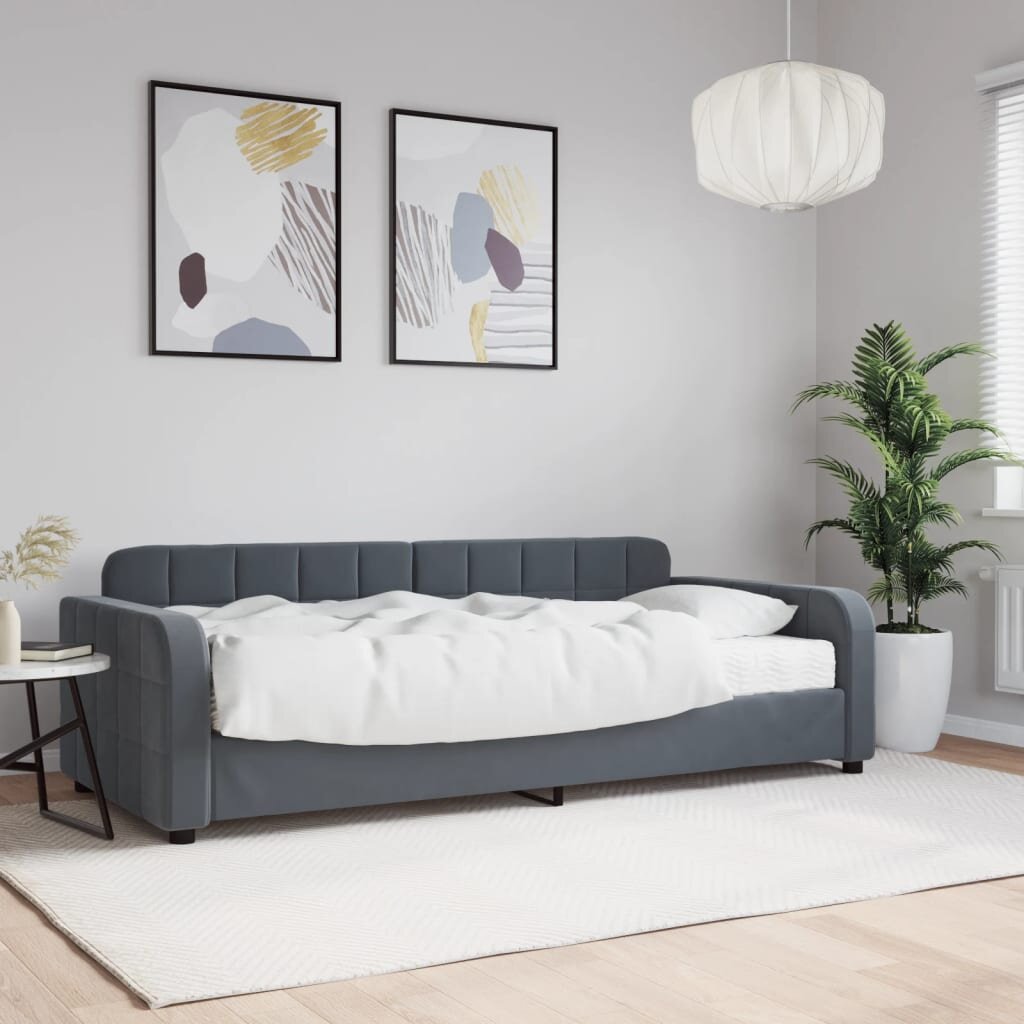 vidaXL Канапе с матрак тъмносив 90x190 см кадифе