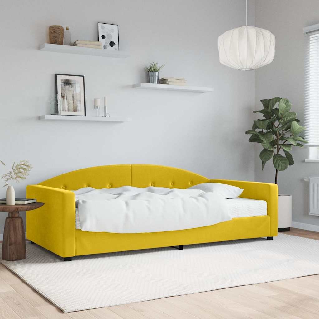 vidaXL Канапе с матрак жълто 100x200 см кадифе