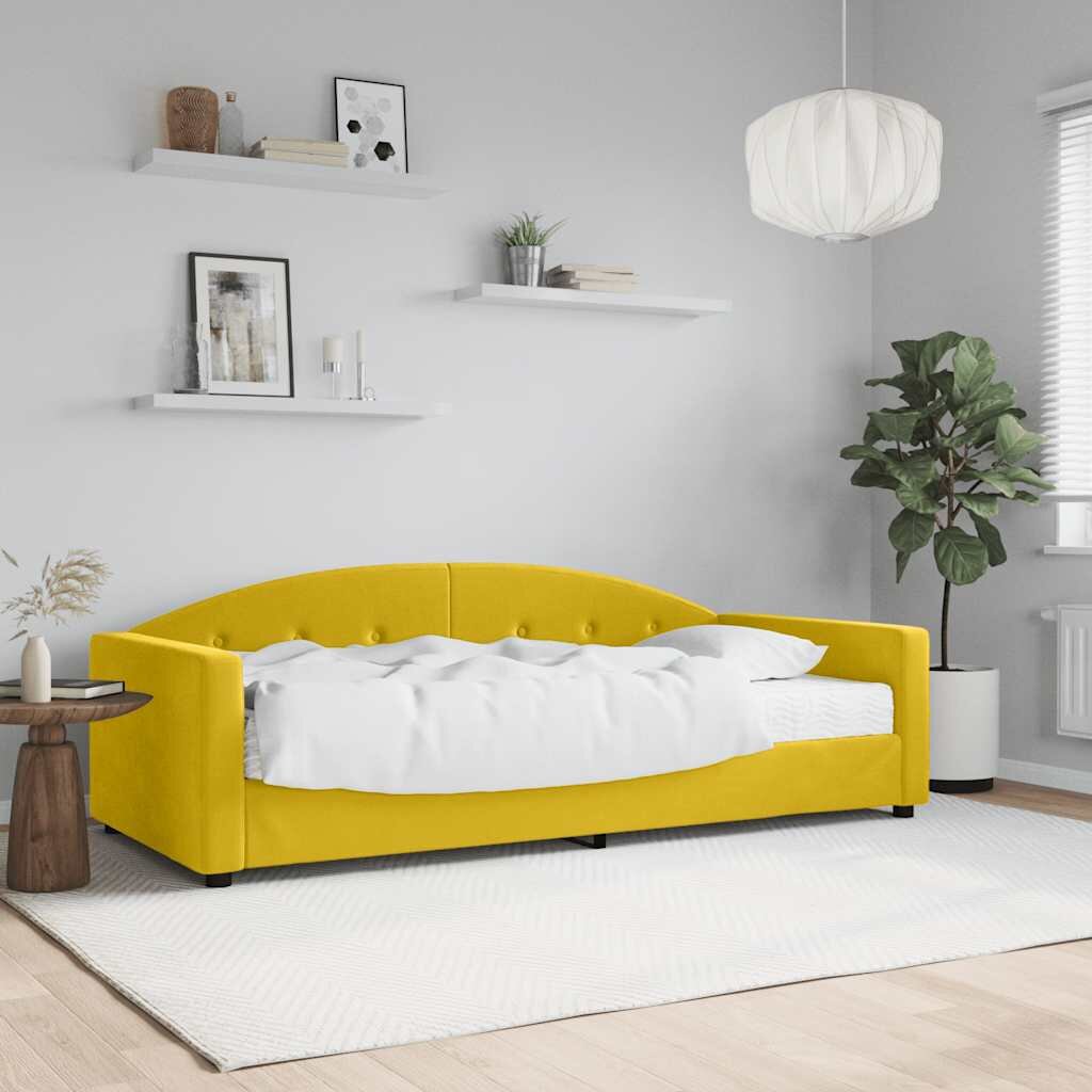 vidaXL Канапе с матрак жълто 90x200 см кадифе