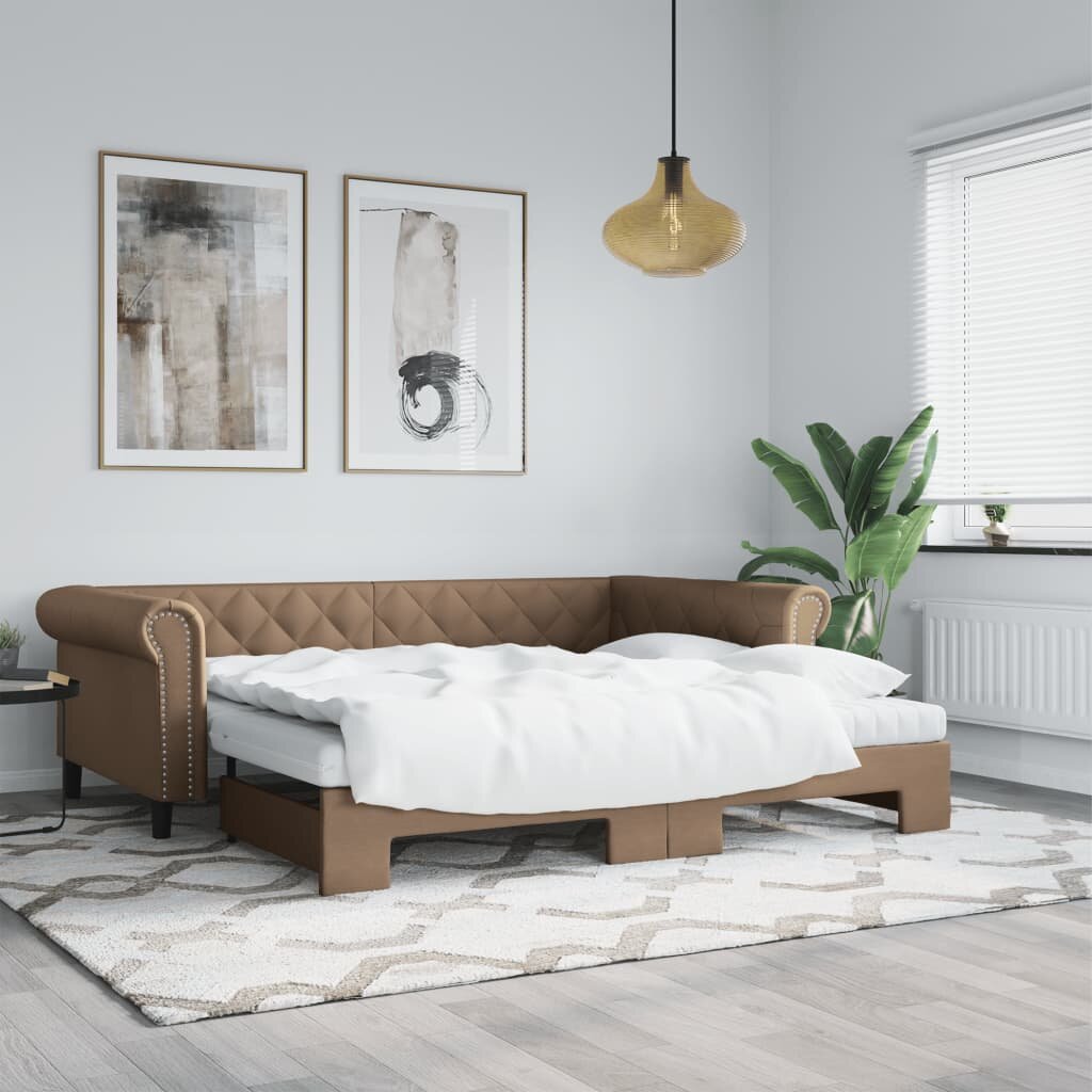 vidaXL Канапе с походно легло и матрак 90x200 см изкуствена кожа
