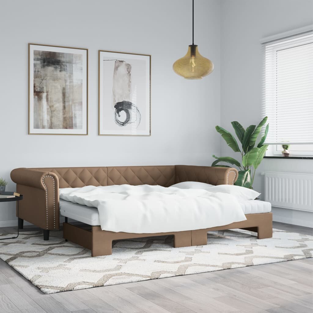 vidaXL Канапе с походно легло капучино 90x200 см изкуствена кожа