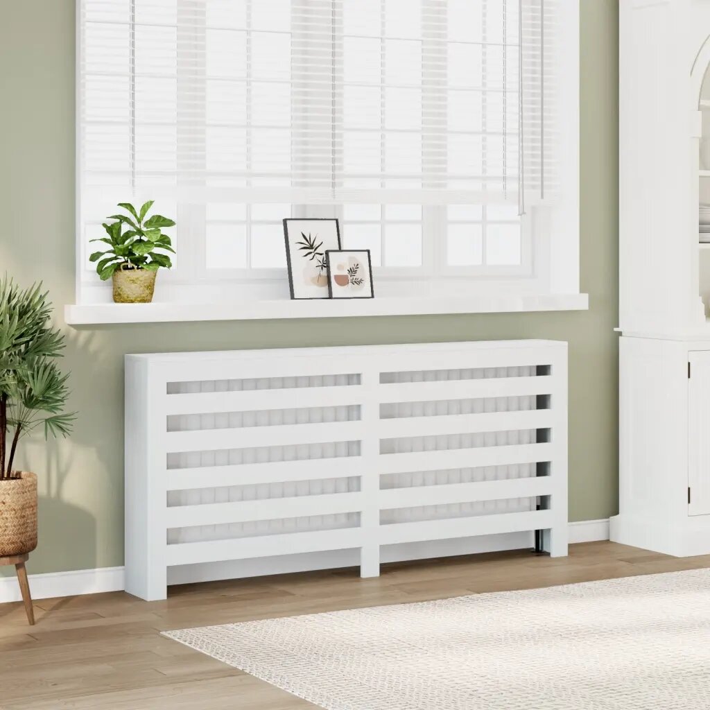 vidaXL Капак за радиатор бял 175x20x82 см инженерно дърво